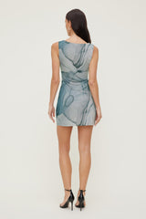 Dynamite Store | Katia Ruched Mesh Mini Dress Blue
