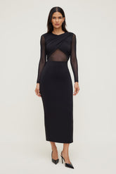 Dynamite Website Shop | Sculpt Twisted Long Sleeve Maxi Dress Black