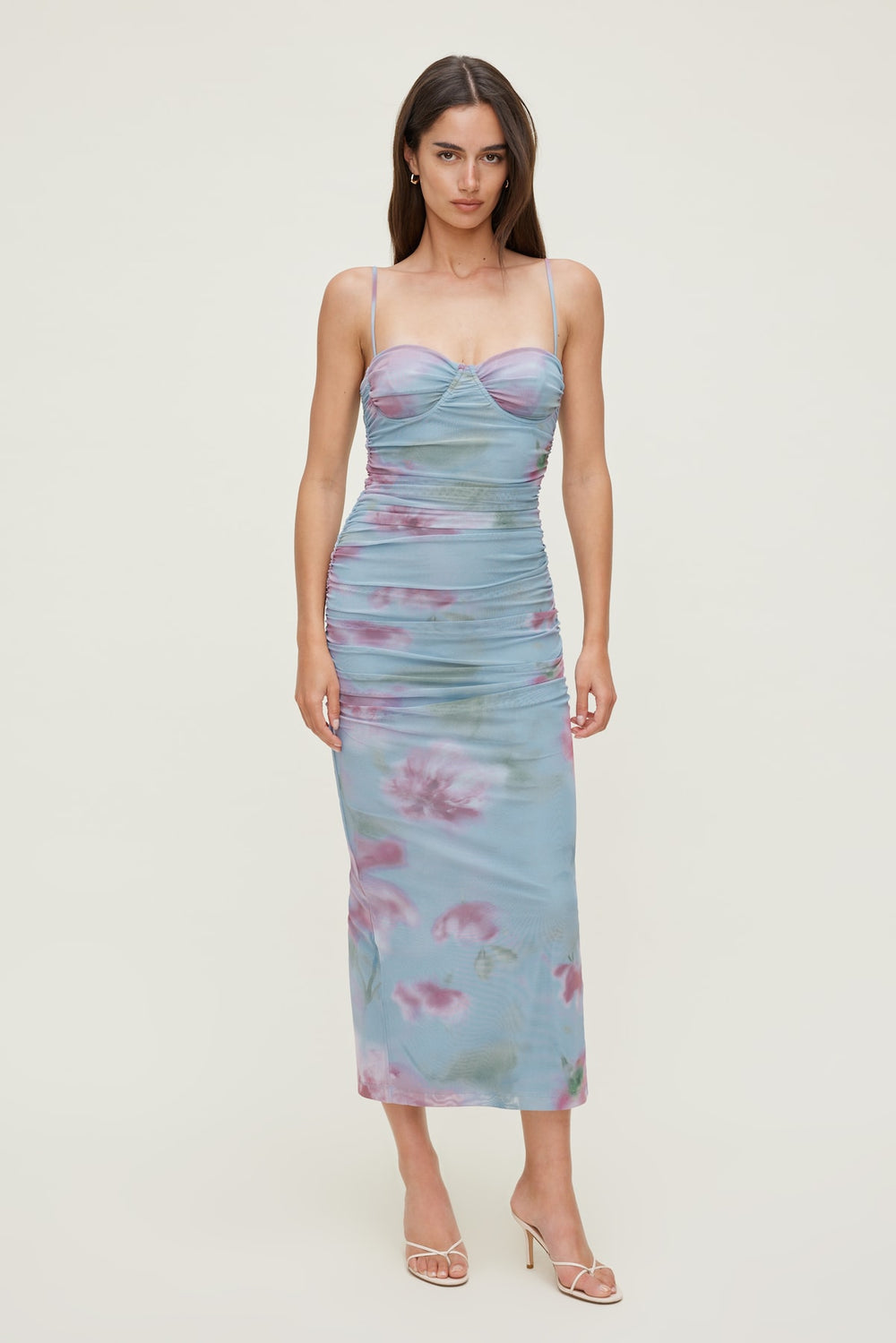 Dynamite Outlets | Mona Mesh Midi Dress Blue