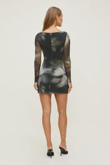 Dynamite Store | Katia Mesh Long Sleeve Mini Dress Brown