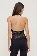 Dynamite Outlets | Lace Halter Top Black
