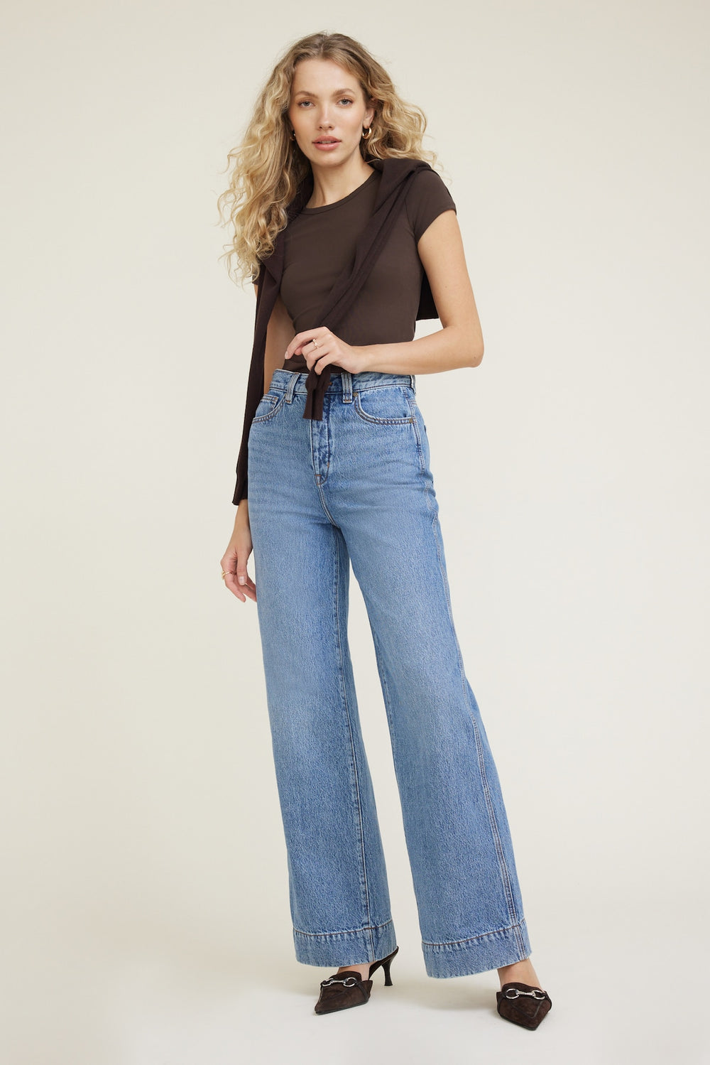 Dynamite Online | Lennon Ultra High Rise Wide Leg Column Jeans Blue