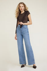 Dynamite Online | Lennon Ultra High Rise Wide Leg Column Jeans Blue