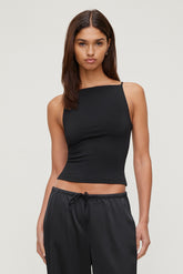 Dynamite Discount | Sculpt Strappy Boat Neck Tank Top Black