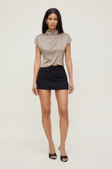 Dynamite Store | Ella Layered Satin Blouse Beige
