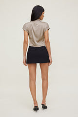 Dynamite Store | Ella Layered Satin Blouse Beige