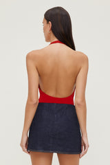Dynamite Outlets | Sculpt Plunge Halter Bodysuit Red