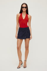 Dynamite Outlets | Sculpt Plunge Halter Bodysuit Red