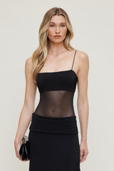 Dynamite US | Bandeau Sheer Mesh Bodysuit Black