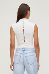 Dynamite Online | Mock Neck Lace Bodysuit Beige