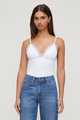 Dynamite Outlet | Lace Trim Bodysuit White