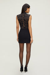 Dynamite Store | Mock Neck Lace Bodysuit Black
