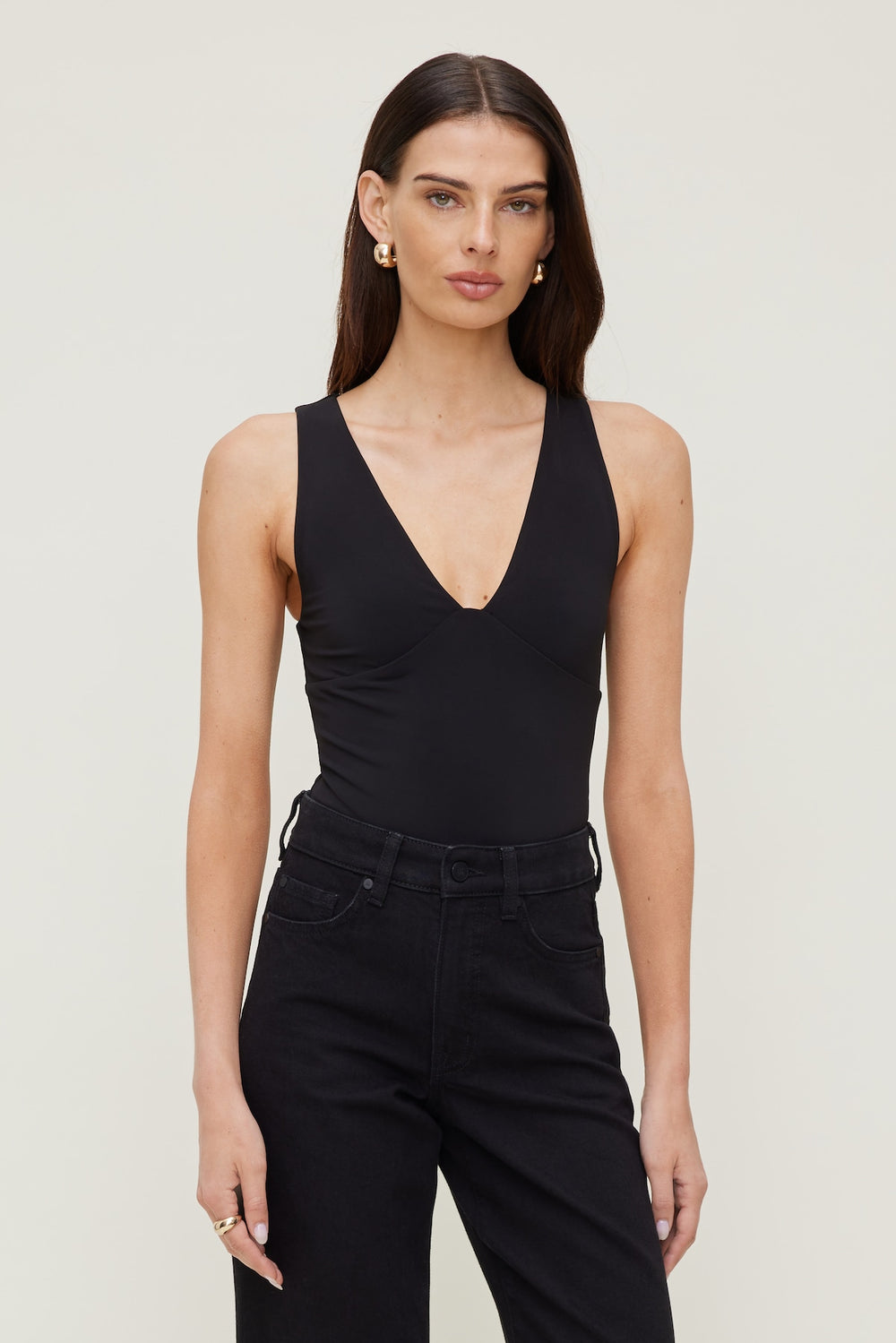 Dynamite Outlets | Sculpt Plunging V Neck Bodysuit Black