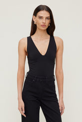 Dynamite Outlets | Sculpt Plunging V Neck Bodysuit Black
