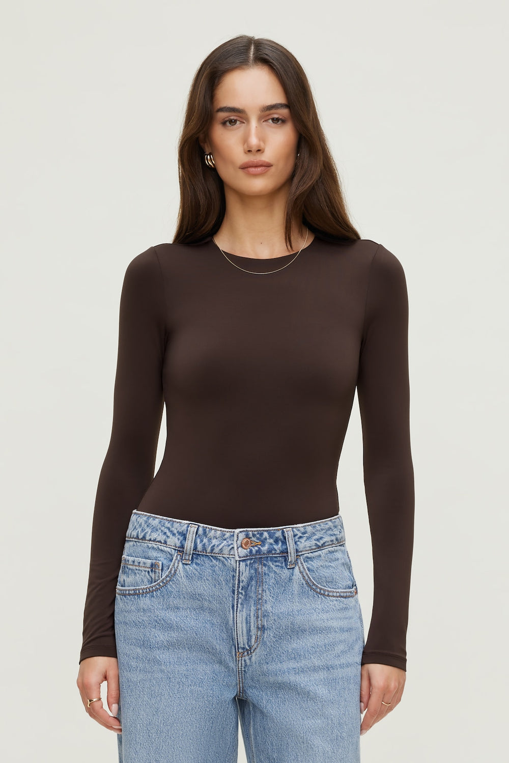 Dynamite US | Sculpt Crewneck Bodysuit Brown
