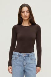 Dynamite US | Sculpt Crewneck Bodysuit Brown