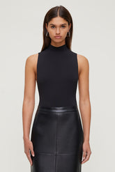Dynamite Outlet | Sculpt Mock Neck Sleeveless Bodysuit Black