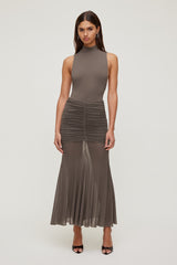 Dynamite Store | Sculpt Mock Neck Sleeveless Bodysuit Brown