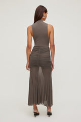 Dynamite Store | Sculpt Mock Neck Sleeveless Bodysuit Brown