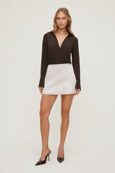 Dynamite Website Shop | Sculpt Collared Bodysuit Brown