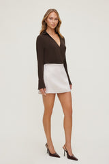 Dynamite Website Shop | Sculpt Collared Bodysuit Brown