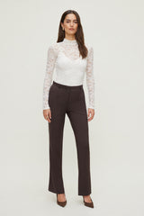 Dynamite Outlets | Mock Neck Lace Bodysuit Beige