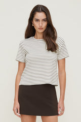 Dynamite On Sale | Everyday Striped Heavy Cotton T Shirt Brown