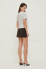 Dynamite On Sale | Everyday Striped Heavy Cotton T Shirt Brown