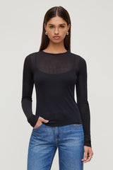 Dynamite Website Shop | Sheer Layered Cami and Long Sleeve T Shirt Black
