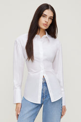 Dynamite Outlets | Poplin Cinch Back Shirt White