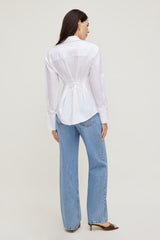Dynamite Outlets | Poplin Cinch Back Shirt White