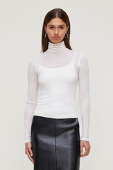Dynamite Online | Sheer Layered Cami and Turtleneck Beige