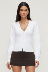 Dynamite Discount | Cinched Waist Cardigan White