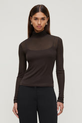 Dynamite Store | Sheer Layered Cami and Turtleneck Brown