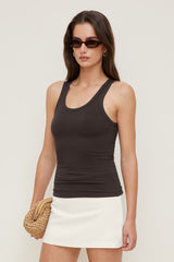 Dynamite US | Ellie Ribbed Tank Top Brown