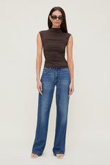 Dynamite Online | Sculpt Shirred T Shirt Brown