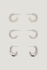 Dynamite Outlets | 3-Pack Modern Chunky Hoop Earrings Gray