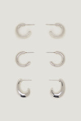 Dynamite Outlets | 3-Pack Modern Chunky Hoop Earrings Gray