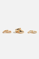 Dynamite Store | 3-Pack Delicate Linear Hoop Earrings White