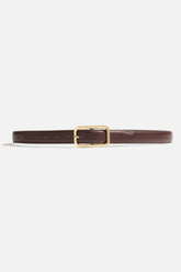 Dynamite On Sale | Rounded Rectangle Slim Faux Leather Belt Brown