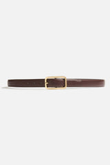 Dynamite On Sale | Rounded Rectangle Slim Faux Leather Belt Brown