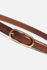 Dynamite Outlet | Oval Super Slim Faux Leather Belt Brown