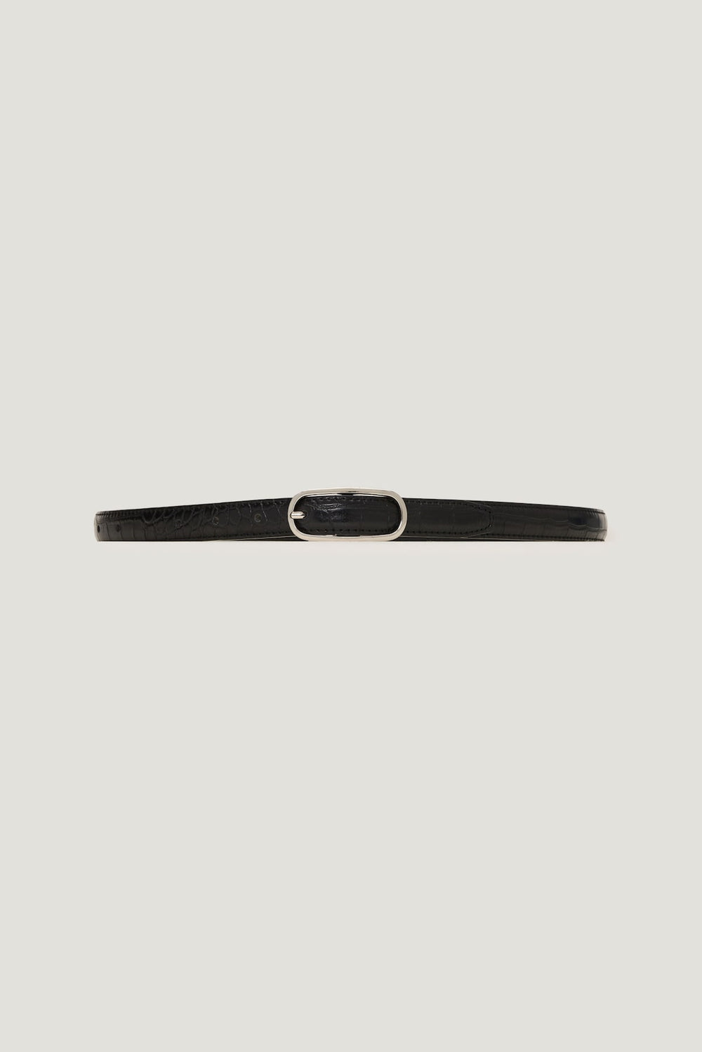 Dynamite Store | Oval Super Slim Faux Leather Belt Black