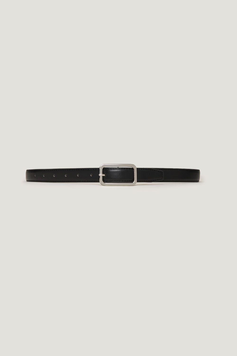Dynamite Website Shop | Rounded Rectangle Slim Faux Leather Belt Black