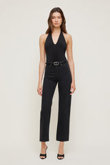 Dynamite Website Shop | Rounded Rectangle Slim Faux Leather Belt Black