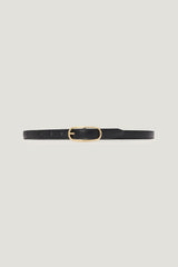 Dynamite Outlets | Oval Super Slim Faux Leather Belt Black