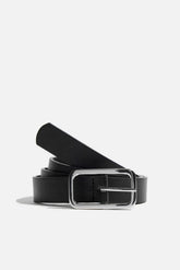 Dynamite Discount | Skinny Round Square Buckle Belt Black