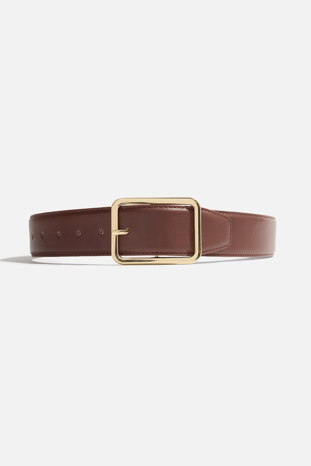 Dynamite Store | Rounded Square Faux Leather Belt Brown