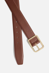Dynamite Store | Rounded Square Faux Leather Belt Brown