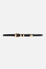 Dynamite Website Shop | Double Loop Super Slim Faux Leather Belt Black